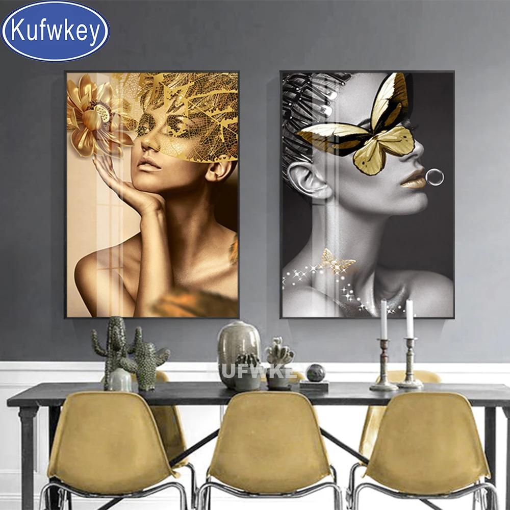 Новая популярная алмазная живопись сделай сам женщина Бабочка губы золотая