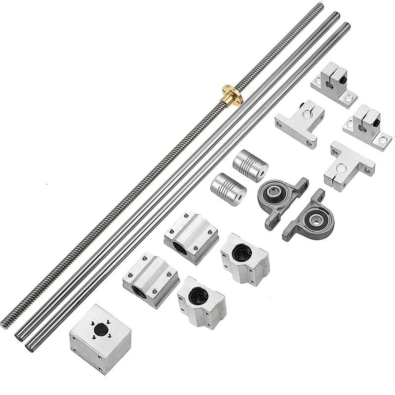 

2PCS 400Mm Linear Motion Rod Shaft Guide & (400Mm)8Mm Lead Screw & 4PCS SK8 Shaft Support & 4PCS SCS8UU Bearings