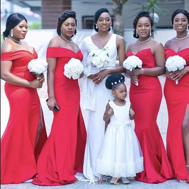 

Женское атласное платье-Русалка, красное платье подружки невесты до пола, свадебные гостевые платья без бретелек, платья подружки невесты, ...