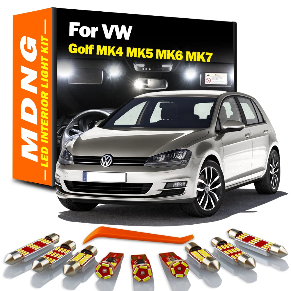 Автомобильные аксессуары MDNG Canbus, комплект светодисветильник для салона Volkswagen VW Golf 4 5 6 7 MK4 MK5 MK6 MK7, лампа для перчаточного ящика багажника - изображение