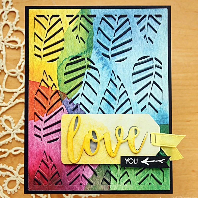 

JC Rectangle Leaf Background Metal Cutting Dies DIY Scrapbooking Die Cut Card Make Shape Stencil Craft Mold Mould Decor Template