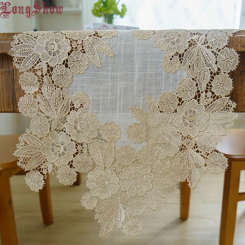 Linen wide lace Креативные роскошные свадебные вечерние Декоративные вышитые кружева отделка белый цвет полиэстер настольная дорожка - Цвет: Linen wide lace