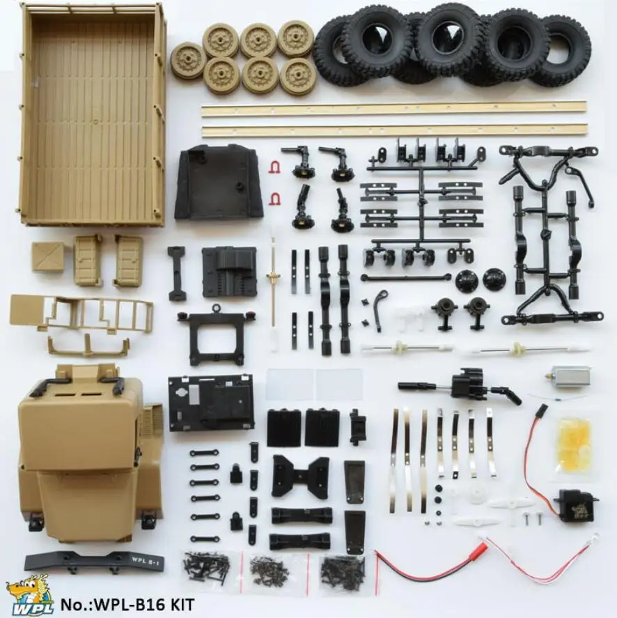 B-16 KIT YELLOW WPL B16 6WD внедорожный Радиоуправляемый Военный автомобиль Дрифт обновленный комплект DIY 1:16 багги R/C монстр грузовик автомобиль 6 колеса Assembl гусеничный B36 Урал - Цвет: B-16 KIT YELLOW