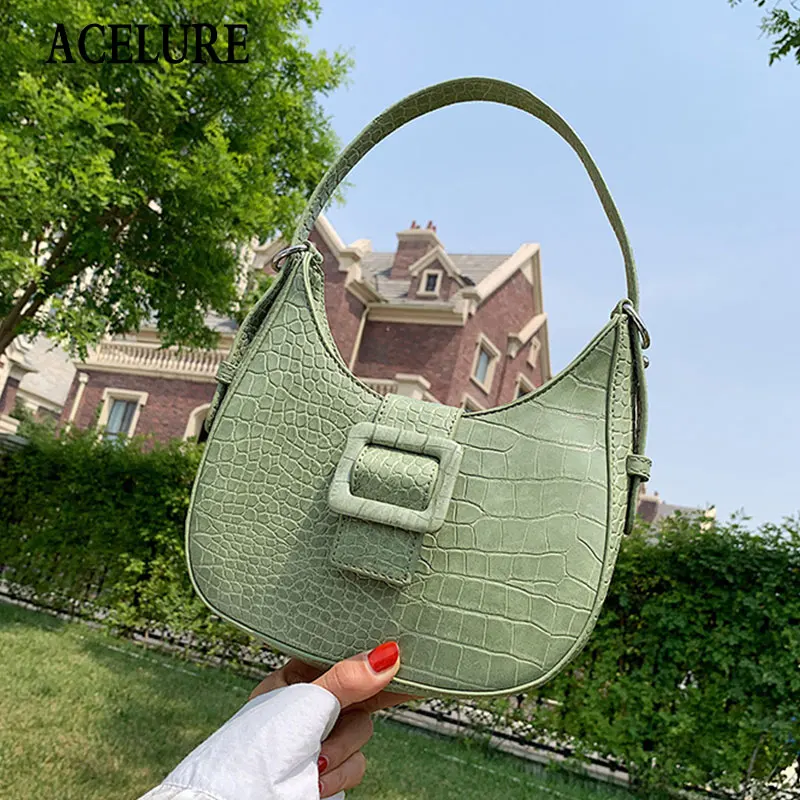 

ACELURE Fashion Exquisite Shopping Bag Retro Casual Women Totes Solid Color Chain Shoulder Bags Female PU Leather Handbag Purse