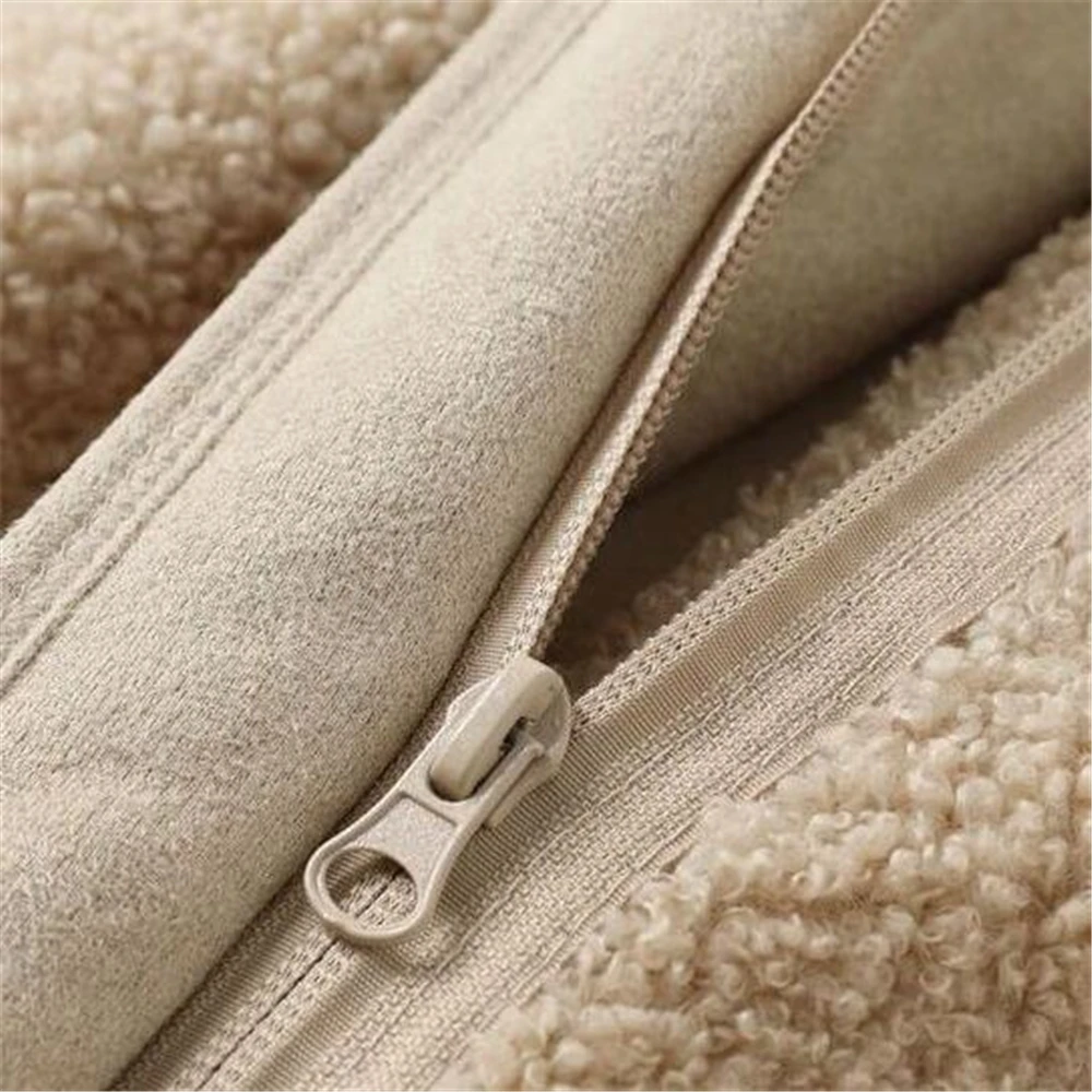 

Winter Lamb Fur Jackets Womens Autumn Winter Thicken Velvet Fur Coats Polar Fleece Zipper Overcoat Cardigan Outerwear Ladies Top