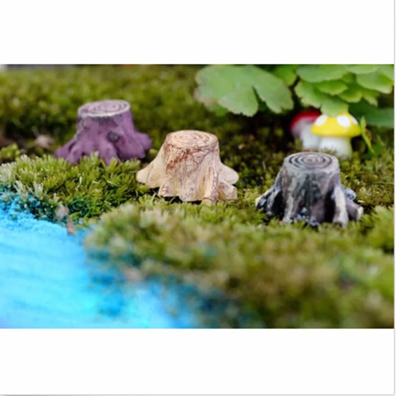 

1/2pcs Artificial Mini Resin Tree Stump Craft Figurines Miniatures DIY Fairy Garden Moss Terrariums Decoration Accessories