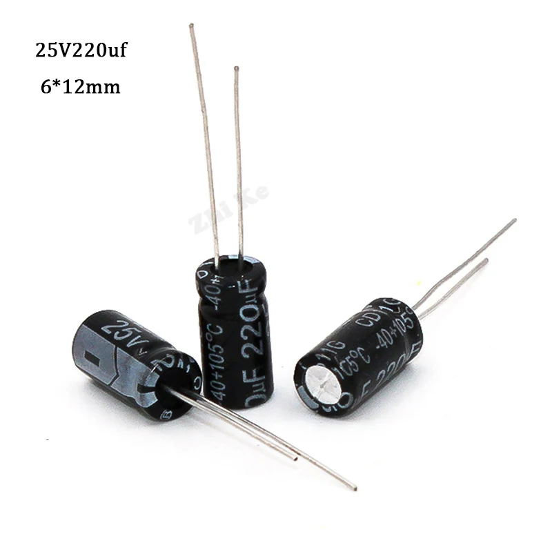 

20PCS/LOT 220uF 25V 6*12 Aluminum electrolytic capacitor Electrolytic Capacitor 25v 220uf