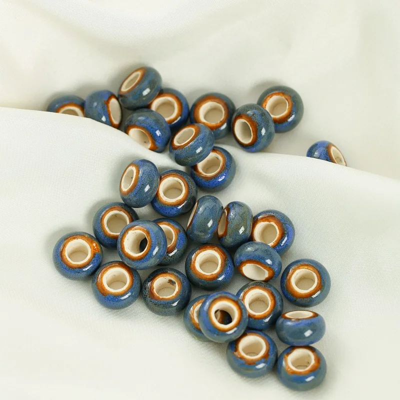 

Ceramic loose bead round bead flower glaze large hole bead DIY jewelry accessories bracelet necklace material bag female string