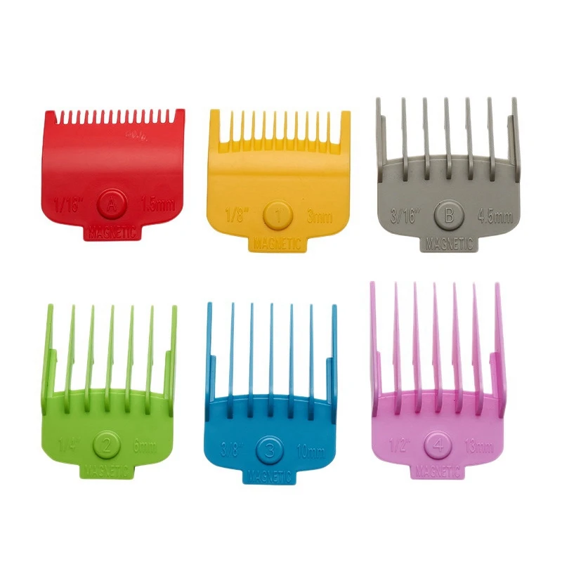 

6PCS Colorful Hair Clipper Cutting Comb Guards Limited Comb Tools Barber Replacement Kit Magnetic Guide Comb