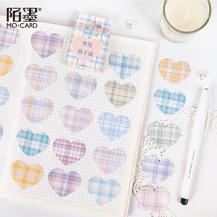 

46 pcs/set The Dream Land Grid Hearts Paper Sealing Stickers Scrapbooking DIY Sticker Decorative Diary Stationery
