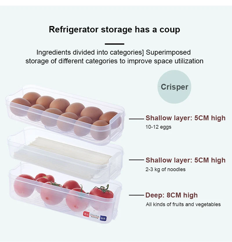 

Kitchen Organizer Multi-layer Fresh-Keeping Box Japanese Style Lunch Box Dumpling Dry Food Storage Container Fridge Storage Tool