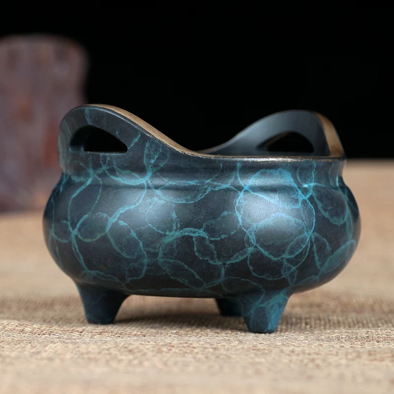 

Pure copper Xuande stove incense stove indoor air purification sandalwood stove for Buddha aromatherapy stove antique plate