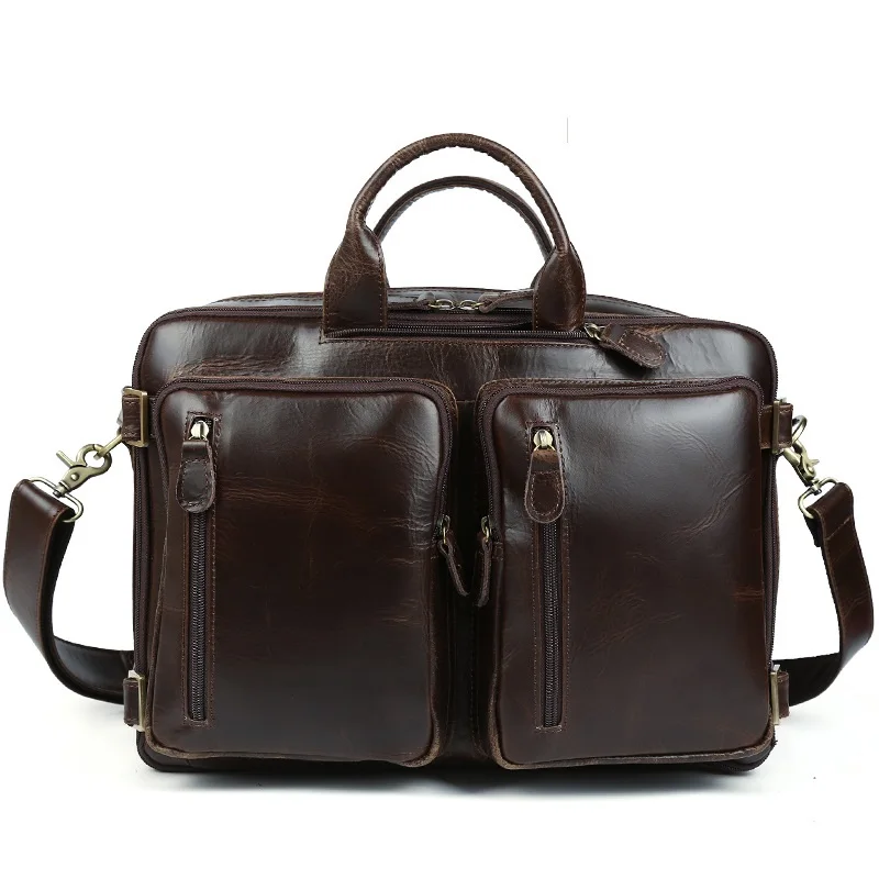 

Men Briefcase Bags Real Leather 2021 Fashion Business Casual Large Capacity Black Briefcases Bag