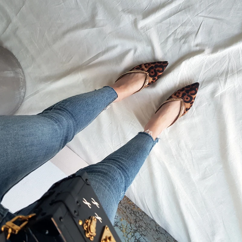 

Pointed Toe Suede Flat Shoes Shallow Mouth Sandals Female Flat Shoes Half Slippers Size 33-46