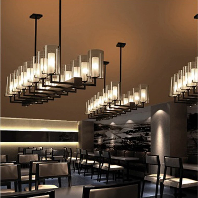 Современные китайские прямоугольные подвесные светильники для гостиничного