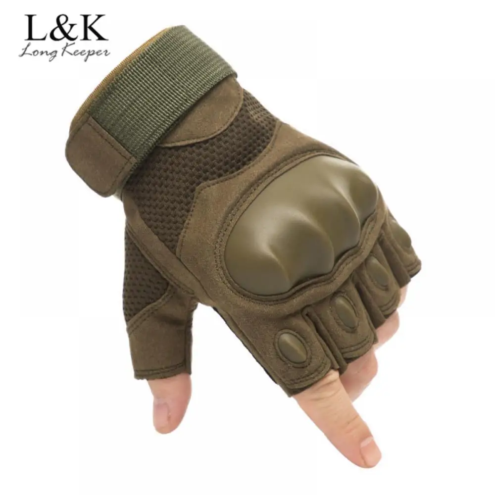 

LongKeeper Half Finger Tactical Gloves Men Military Army Fingerless Mittens Outdoor Sports Hiking Cycling Guante Black Luvas