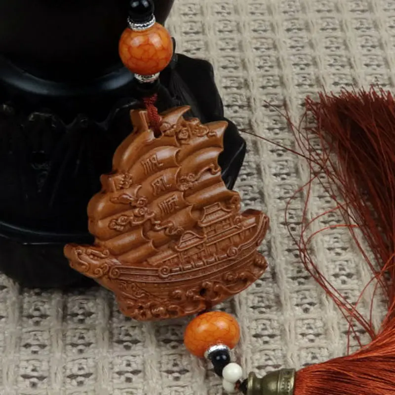 

Customization Handmade Wood Carving Everyhing is Going Smoothly Car Pendant Car Interior Hanging Ornaments In And Out Safe Gifts