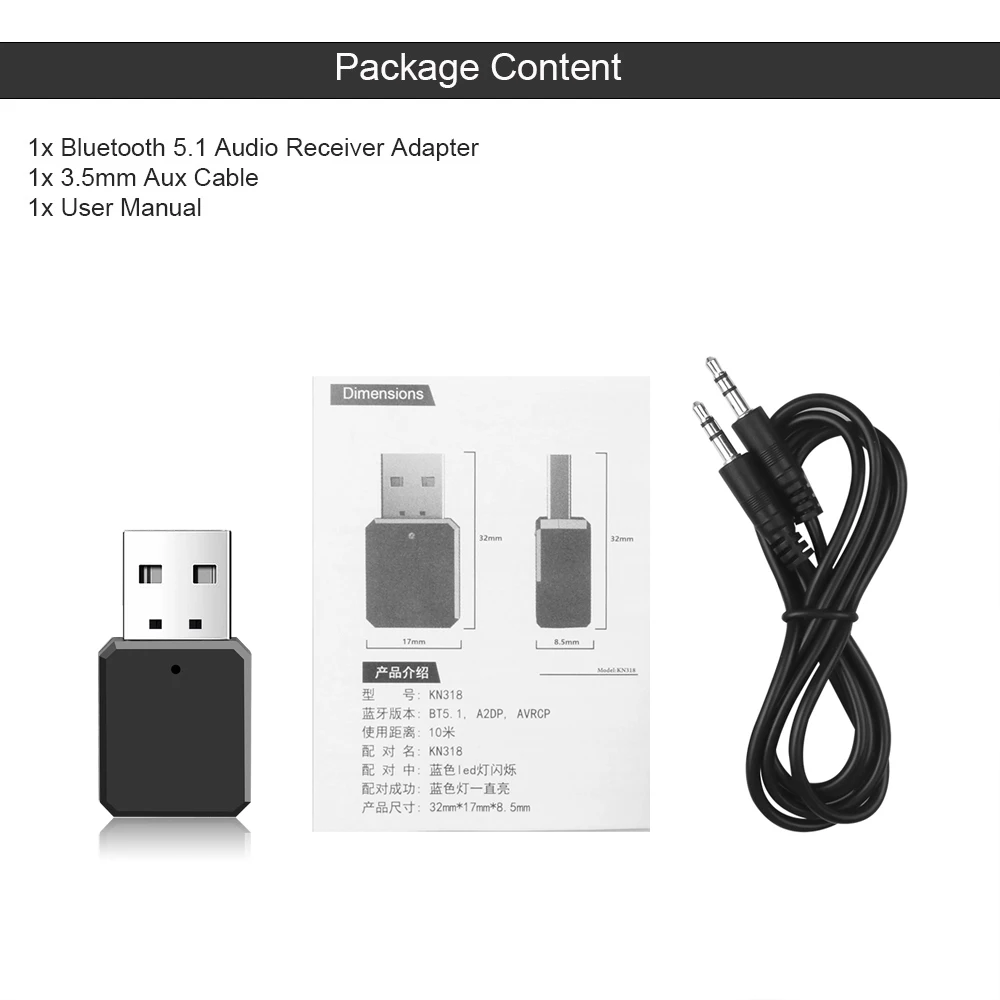 Прямая поставка беспроводной адаптер USB AUX для аудиоприемника Bluetooth 5 1 кабель Aux 3