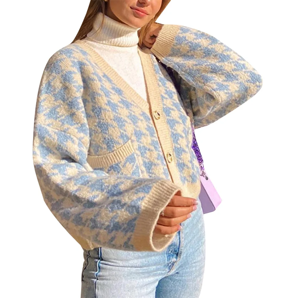 Женский кардиган Новое поступление 2021 трикотажный свитер с принтом гусиная