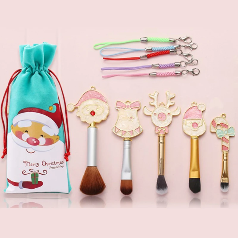

5 шт., набор кистей для макияжа в рождественском стиле
