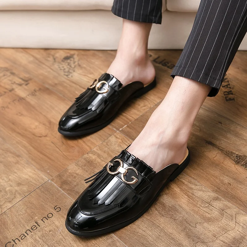 

Lether Shoes Italian Leather Shoes Men Summer Sandals Slippers Massage Slipers Fashion Casual Warm Black Big Size For Male