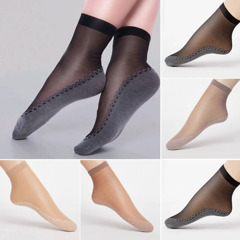 

Women Ankle Socks Ultra-thin Elastic Silk Short Silky Stockings E06F