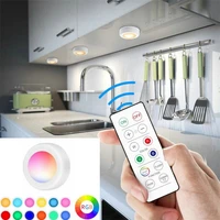 2021 led cabinet light battery rgb color puck lights dimmable under shelf kitchen counter lighting remote controller night light