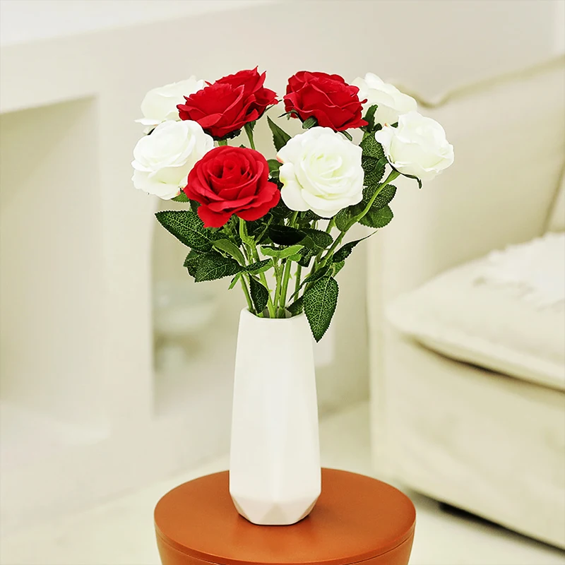 Большие искусственные розы цветы розовые белые зеленые синие красные фиолетовые