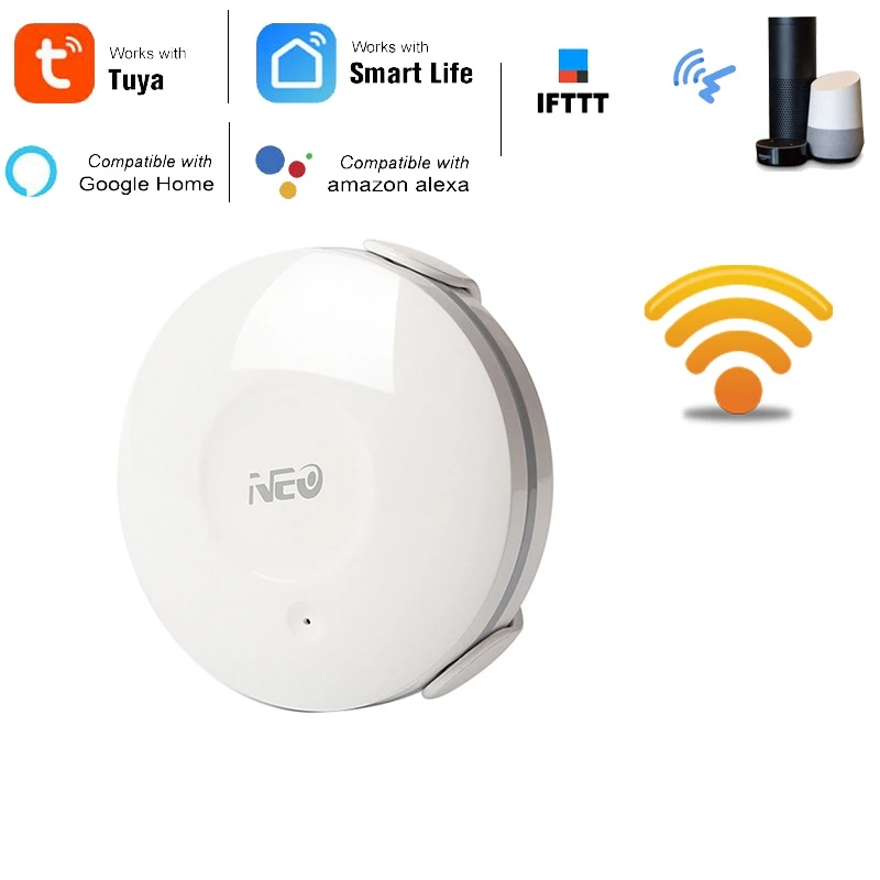 

Датчик утечки воды Tuya Smart Life, Электрический Wi-Fi датчик для обнаружения протечек, работает с приложением для IOS и Android