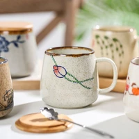 creative ceramic mug vintage painted mug water glass home decoration tools coffee milk handle water cup