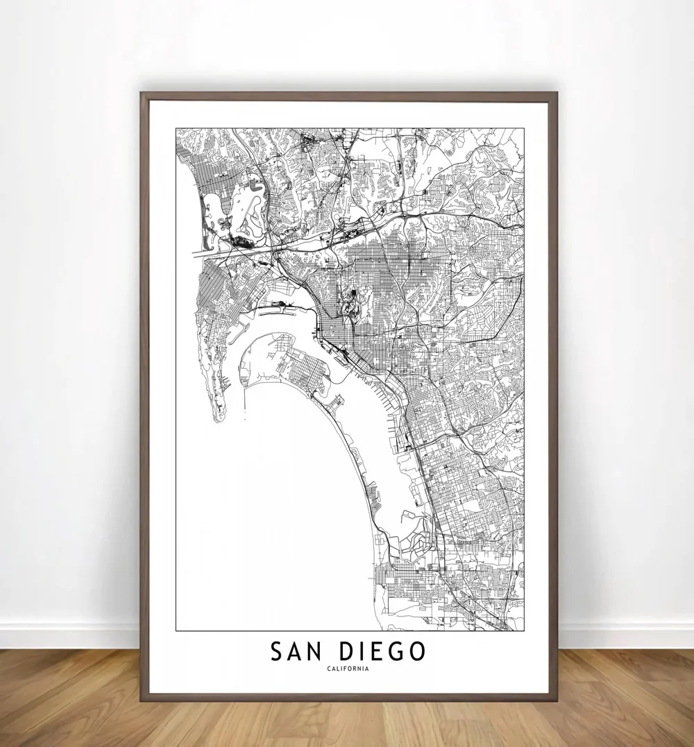 Рио де Жанейро Рим Роттердам Сан Диего плакаты и принты с белыми городскими картами настенные картины на