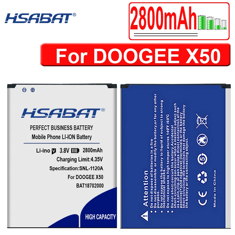 Аккумулятор HSABAT BAT17582580 2800-4950 мАч BAT17613360 BAT17603360 Для DOOGEE X10 X20 X20L X30 X50 X60 X70 BAT18702000 BAT18724000