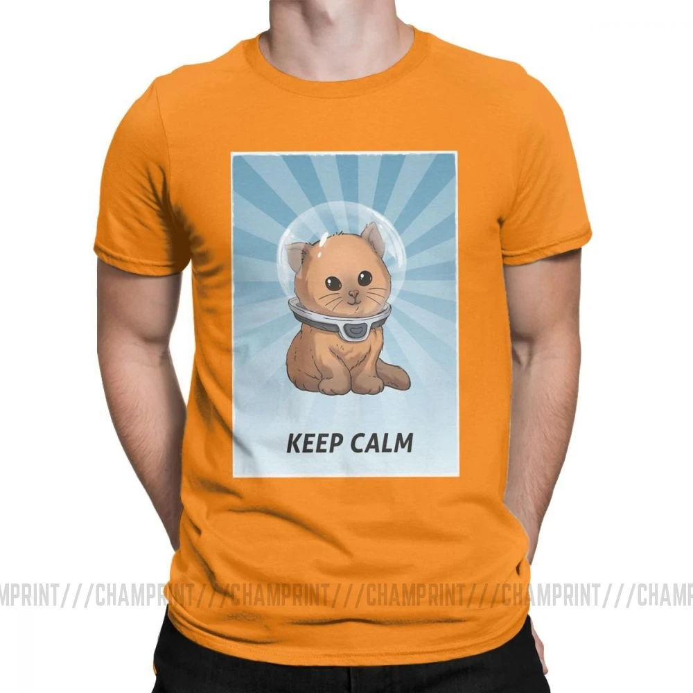 Винтаж Subnautica Keep Calm майки котенок для мужчин чистый хлопок футболки игры море Левиафан жнец Дайвинг рыба короткий рукав тройник - Цвет: Оранжевый