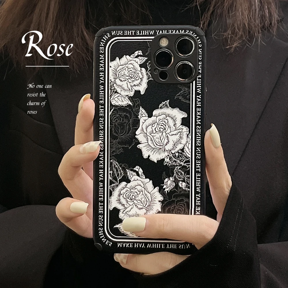 

French Retro Rose Case For iPhone 13 13mini 13Pro 13ProMax 12 12mini 12Pro 12ProMax 11 11Pro 11ProMax 7 8 8Plus X XS XSMAX XR