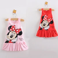 baby girls dresses robe enfant summer kids girls clothes cute cartoon minnie mouse dress lovely cat print red pink nice clothes