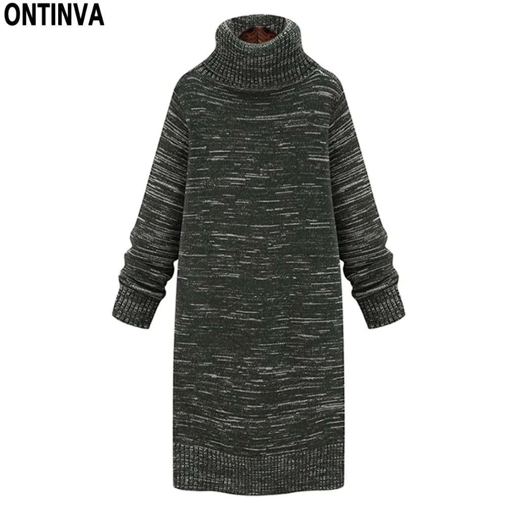 

Lady Turleneck Gray Long Sweater XL Fashion Woman Knitted Thick Pullovers Spring Winter Solid Dress Sweater Design Jumper