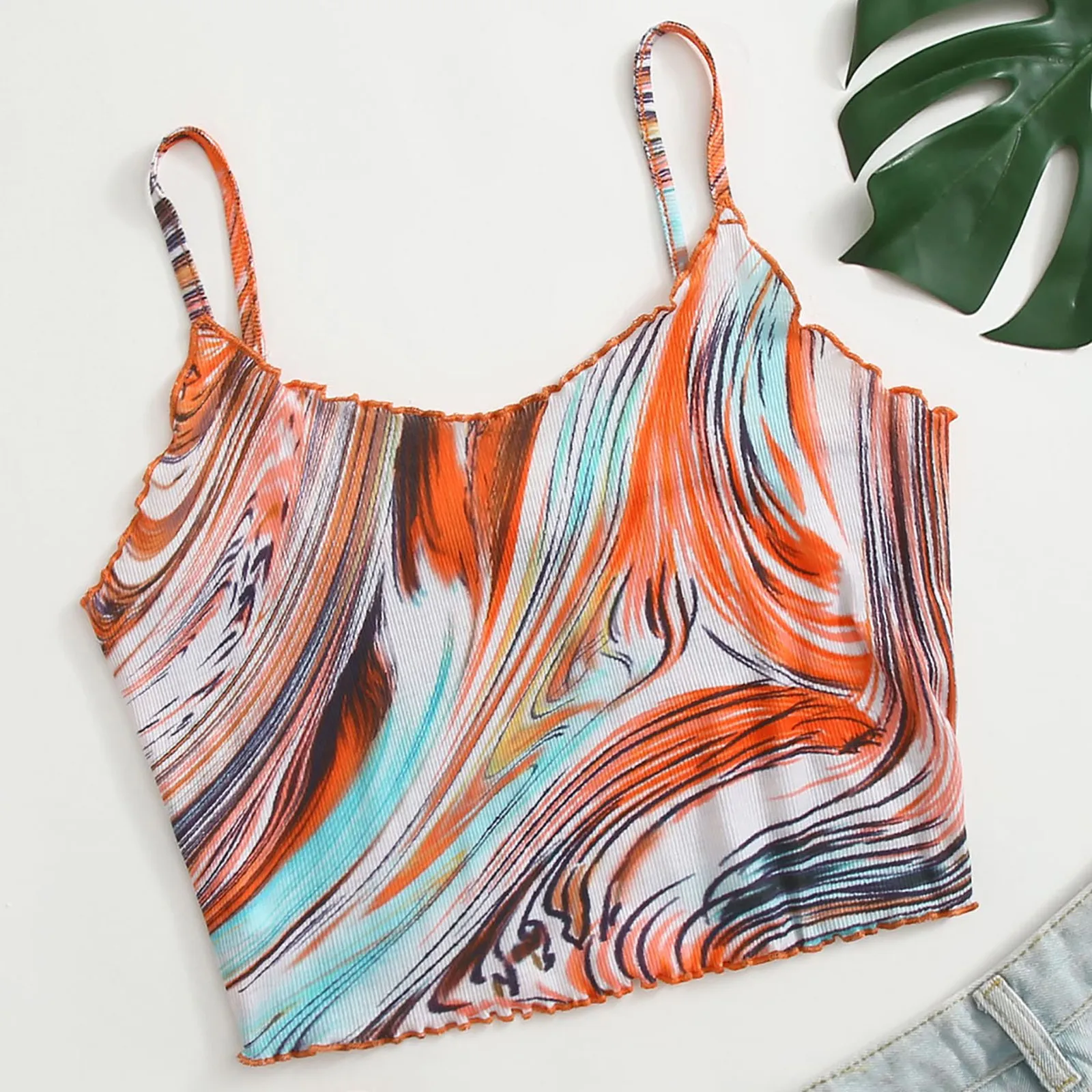 Женская майка с принтом короткий топ без рукавов y2k летний модный Повседневный