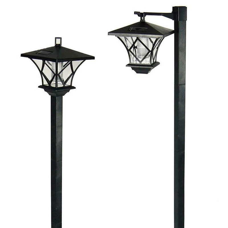 

2 Pcs LED Solar Powered Traditional Garden Lamp Post Lamppost Lantern Light Decor