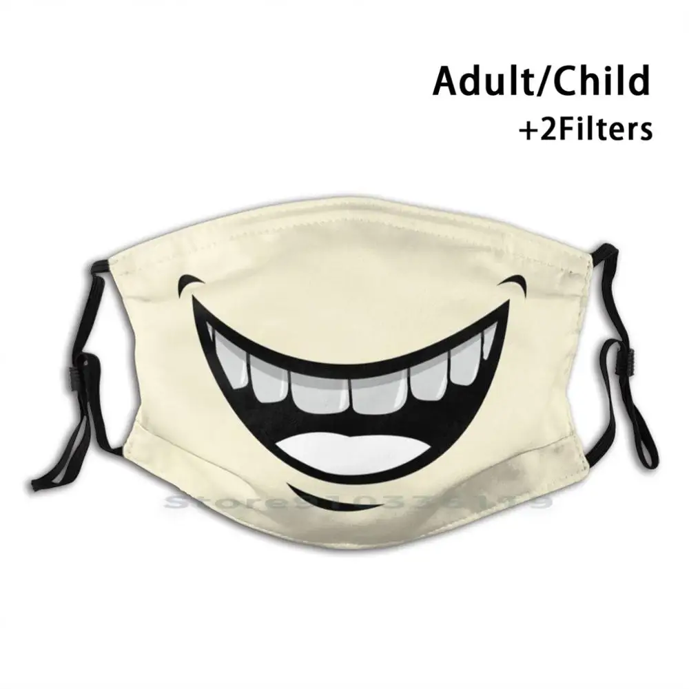 

Laughing Face Mouth Print Reusable Pm2.5 Filter DIY Mouth Mask Kids Smiling Face Smile Face Lips Funny Meme Joke Laugh