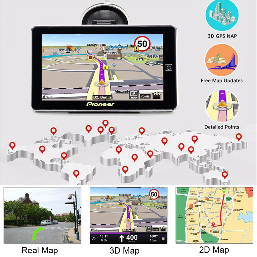 7 дюймовый емкостный экран DDR 512M ROM 8 ГБ Автомобильный GPS навигатор Android 4.4.2 WIFI