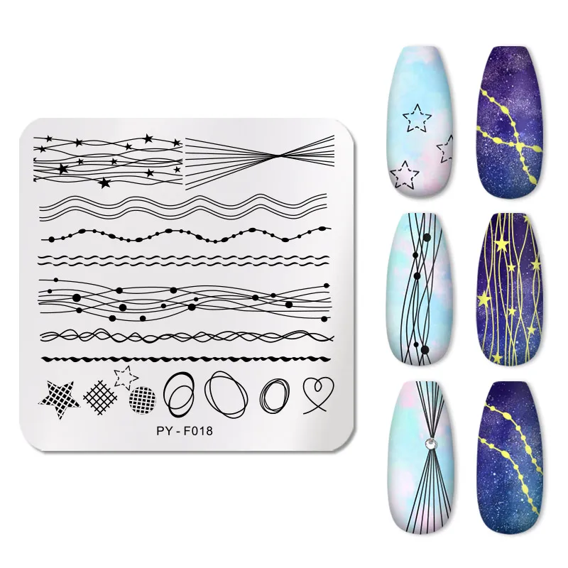 Штамповочные пластины для ногтей PICT You геометрический дизайн фотошаблон из