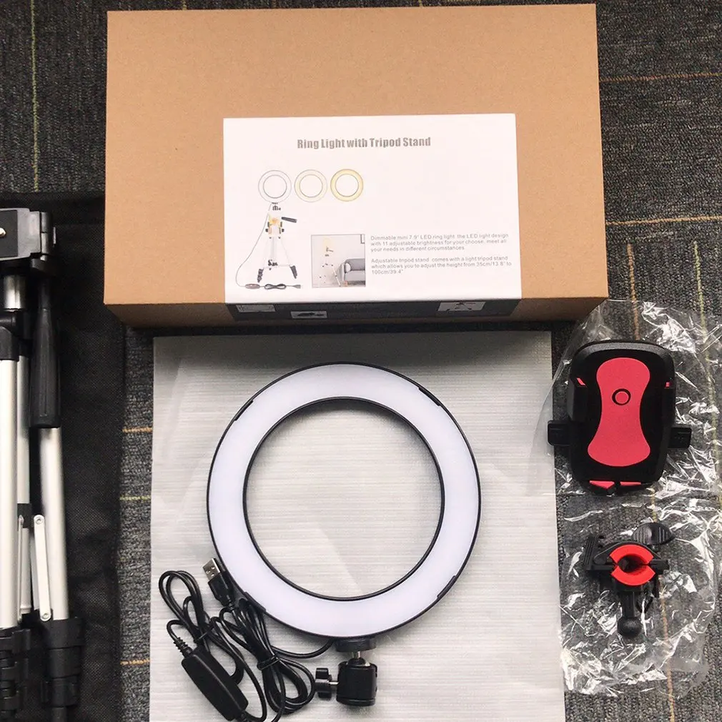 

5.7/7.9 Adjustable Phone Holder Universal Table Bracket Mount Stand Clip with Fill Light LED Flash Loop For Mobile Phone Holders