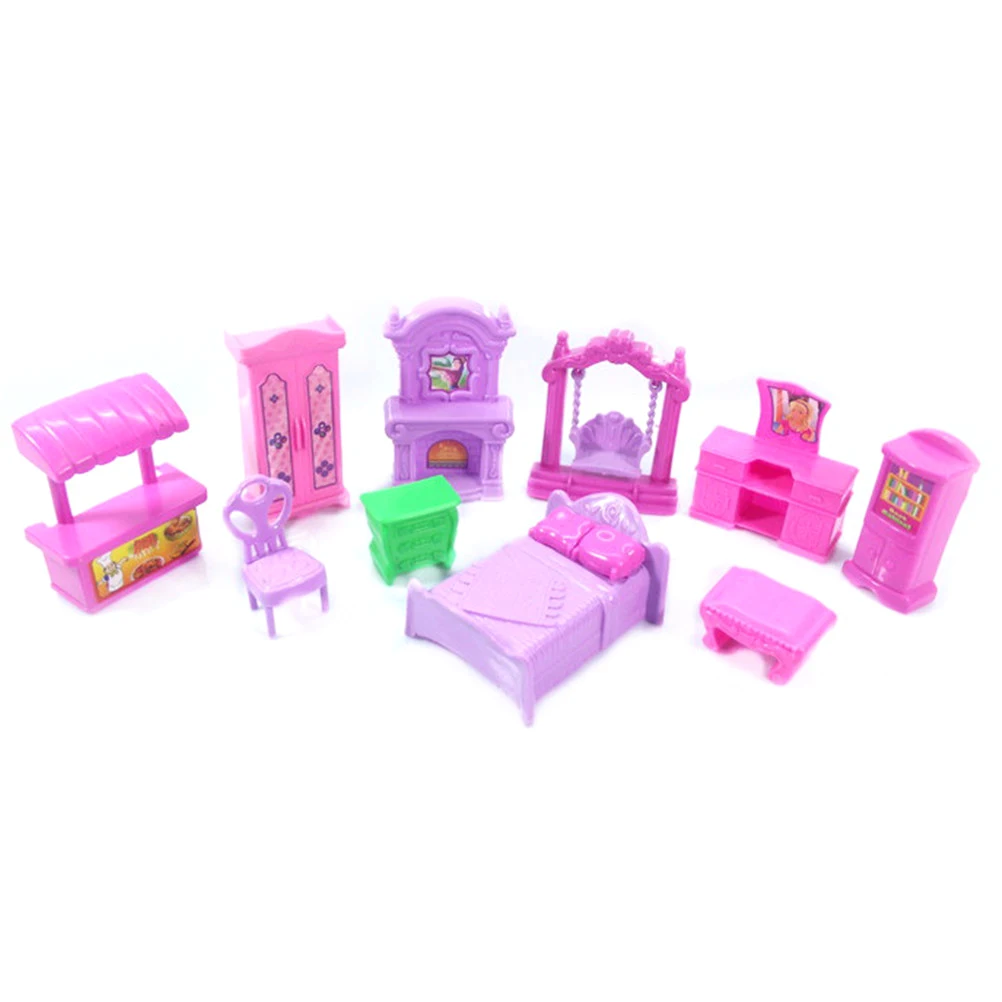 

Saleaman 1Set 3D Dolls House Baby Kids Pretend Play Toys Christmas Gift Plastic Furniture Miniature Rooms Doll toys for children