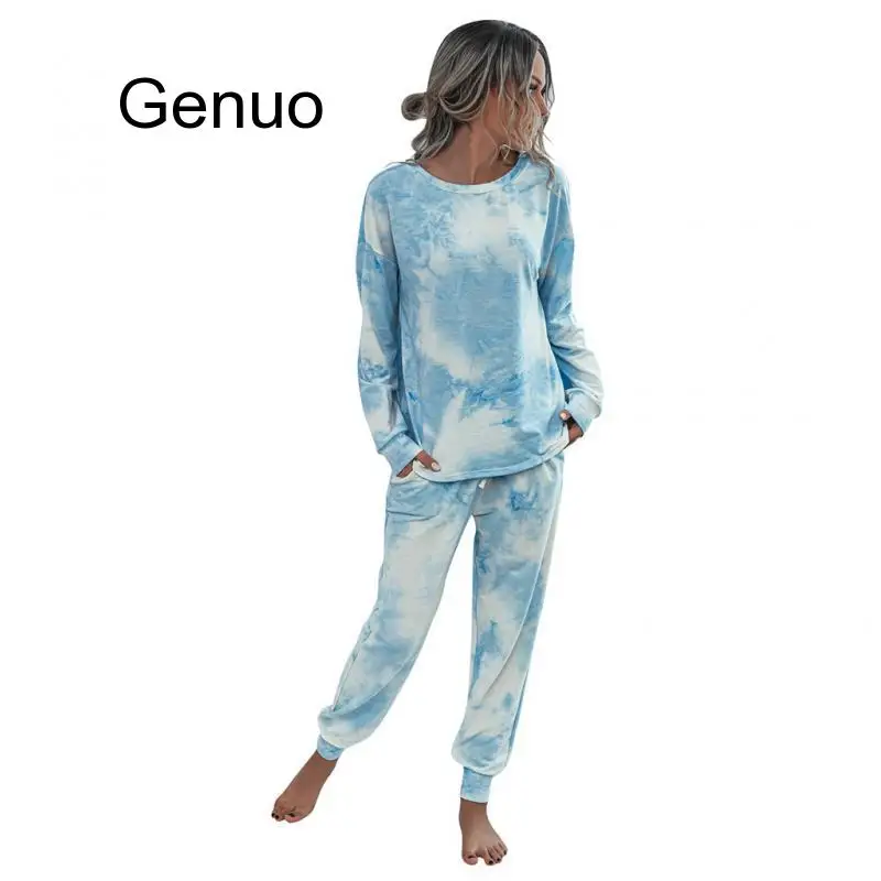 

Women 2 Piece Set Gradient Tie-Dye Printed Solid Color Casual Long Sleeve Shirt+Pants Women's Two Piece Elegant Outfits#g3
