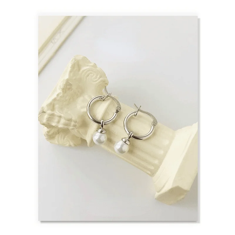 

925 Sterling Silver Hoop Earrings For Women Luxury Accessories Shell Pearl Earring Gold Earings Pendientes Plata Jewelry Fine