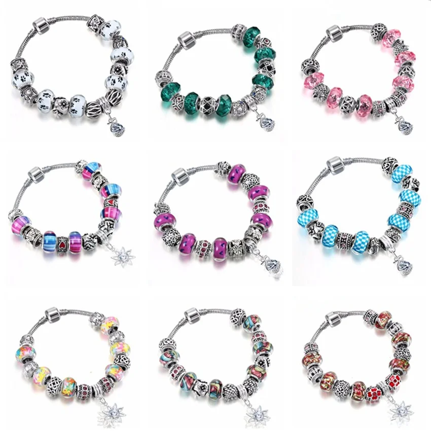 Kinitial Мода Собака След Цветок Муранского Стекла и Хрустальные Европейские Шарики