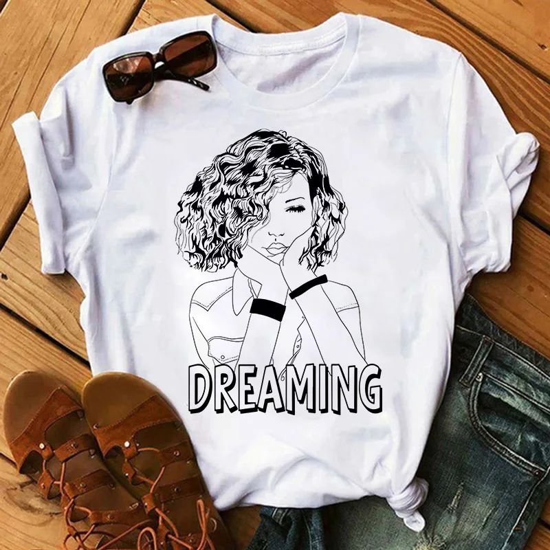 

BTFCL T Shirt Women Girl Power 2020 100% Cotton White Summer Young Girls 90s Kawaii Harajuku Graphic Tees Tops Female T-shirt