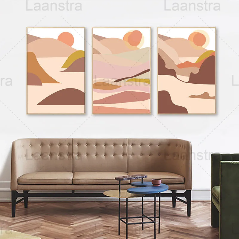 

Abstract Landscape Painting Home Decoration Mountain River Living Room Wall Canvas Poster Sun Bedroom Prints Cascading Mountains