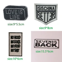 1pcs black white english alphabet rectangle embroidery patches for clothing stripes written words sticker clothes letters badges