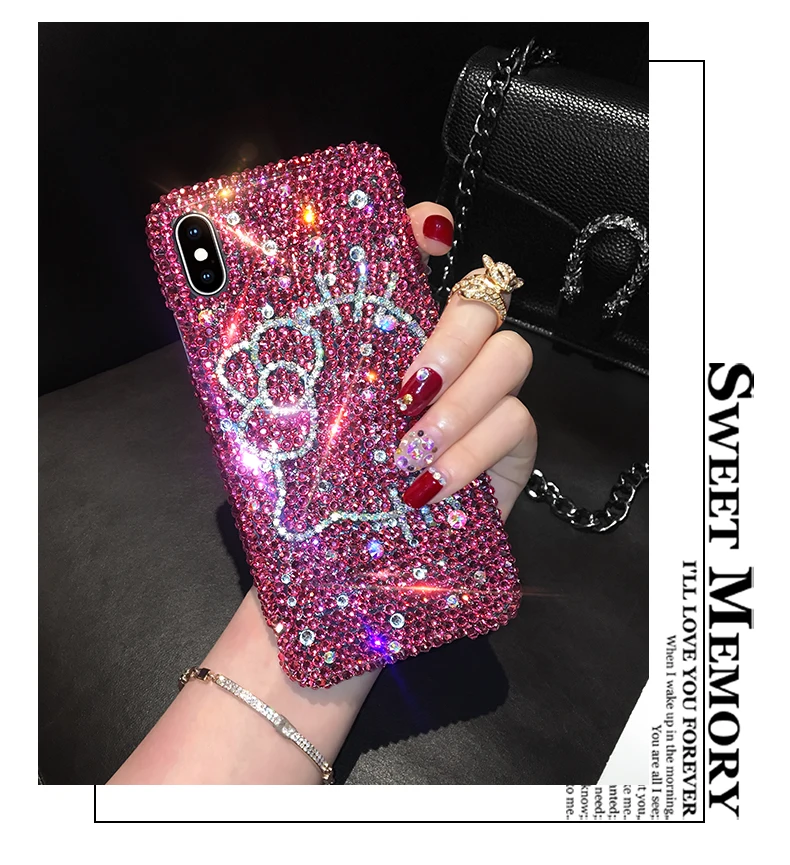 

Fashion Full Bling Crystal Diamond Cute Cartoon Cat Case Cover For Samsung Galaxy M10/10S/20/30S/40/21/31/60S/80S A10E/20E/70E